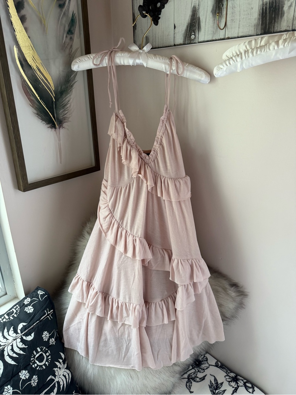 NWT H&M Blush Ruffled Dress